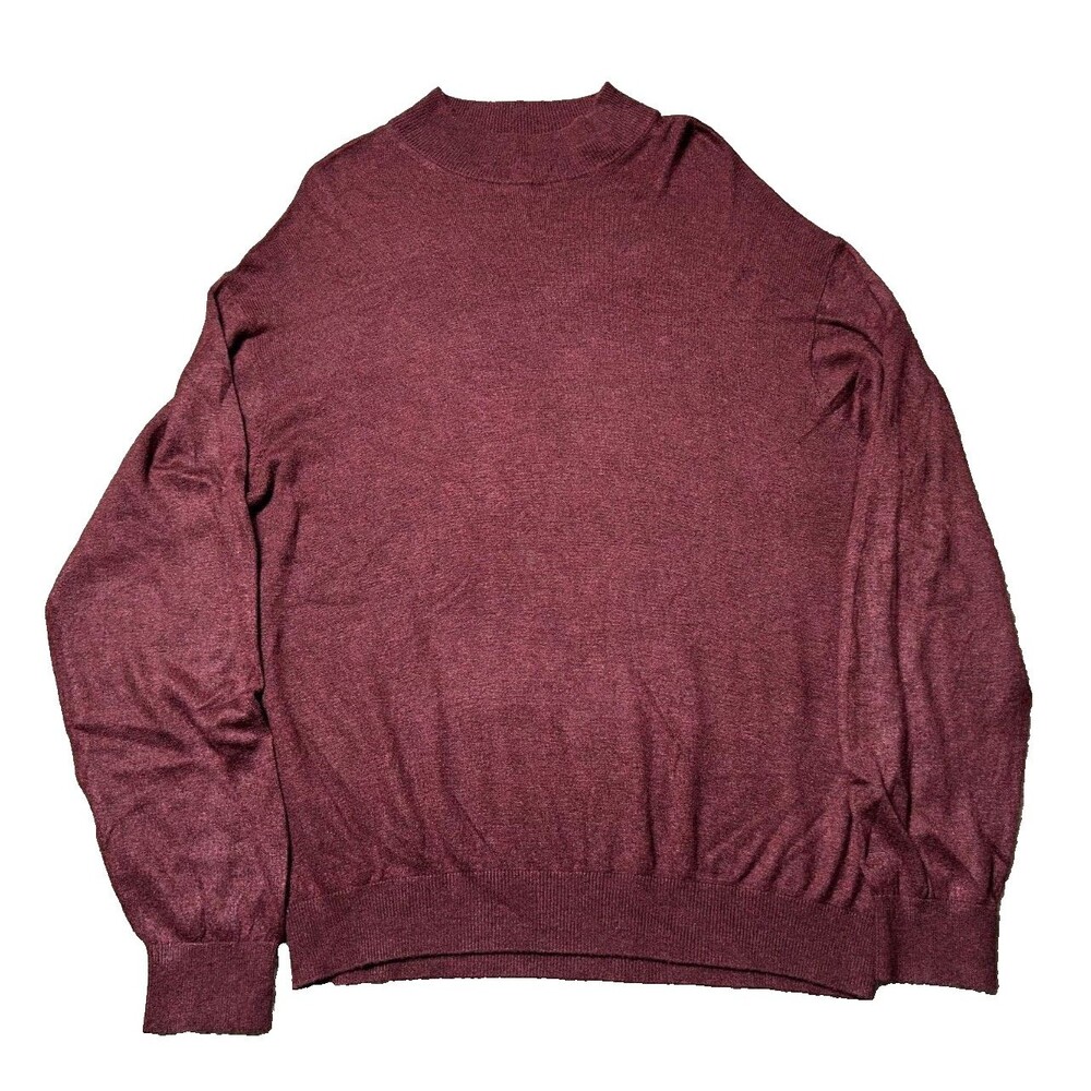 Northern Isles Sweater Silk Cashmere Blend Dark Red Maroon Solid Men's XL